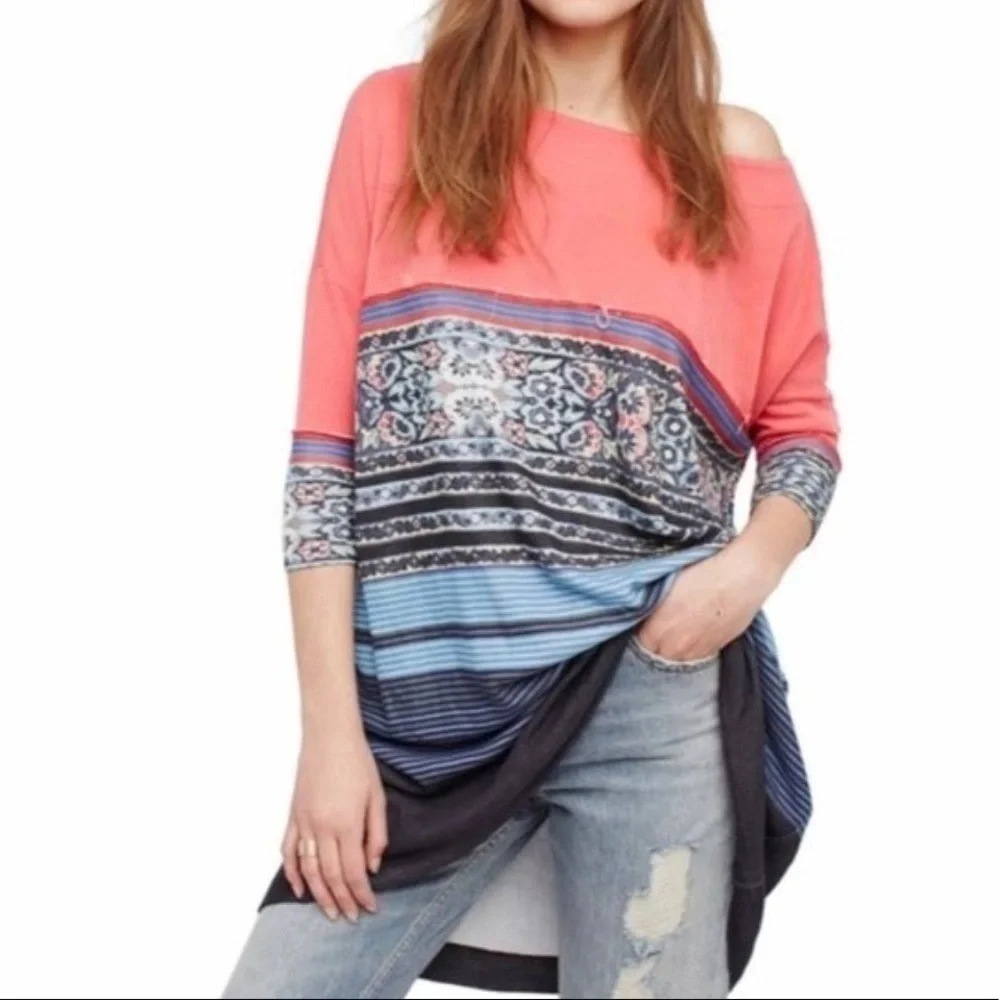 Free People Steppin Out Patterned Tunic Shift Dress